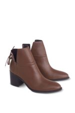 Attalea Brown Leather Ankle Boots – 6.5cm Block Heel - Image 3