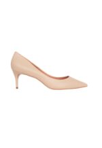 Tenate Beige Leather Pumps – 6cm Medium Block Heel - Image 4