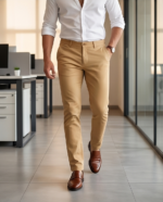 Beige Slim-Fit Stretch Chino – 100% Cotton