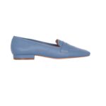Cipó Blue Leather Square-Toe Loafers – Flat