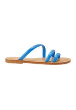 Cacau Calf Blue Leather Three-Strap Slide Sandals - Image 10