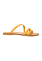 Cacau Calf Orange Leather Three-Strap Slide Sandals - Image 10