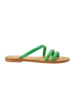Cacau Calf Green Leather Three-Strap Slide Sandals - Image 10