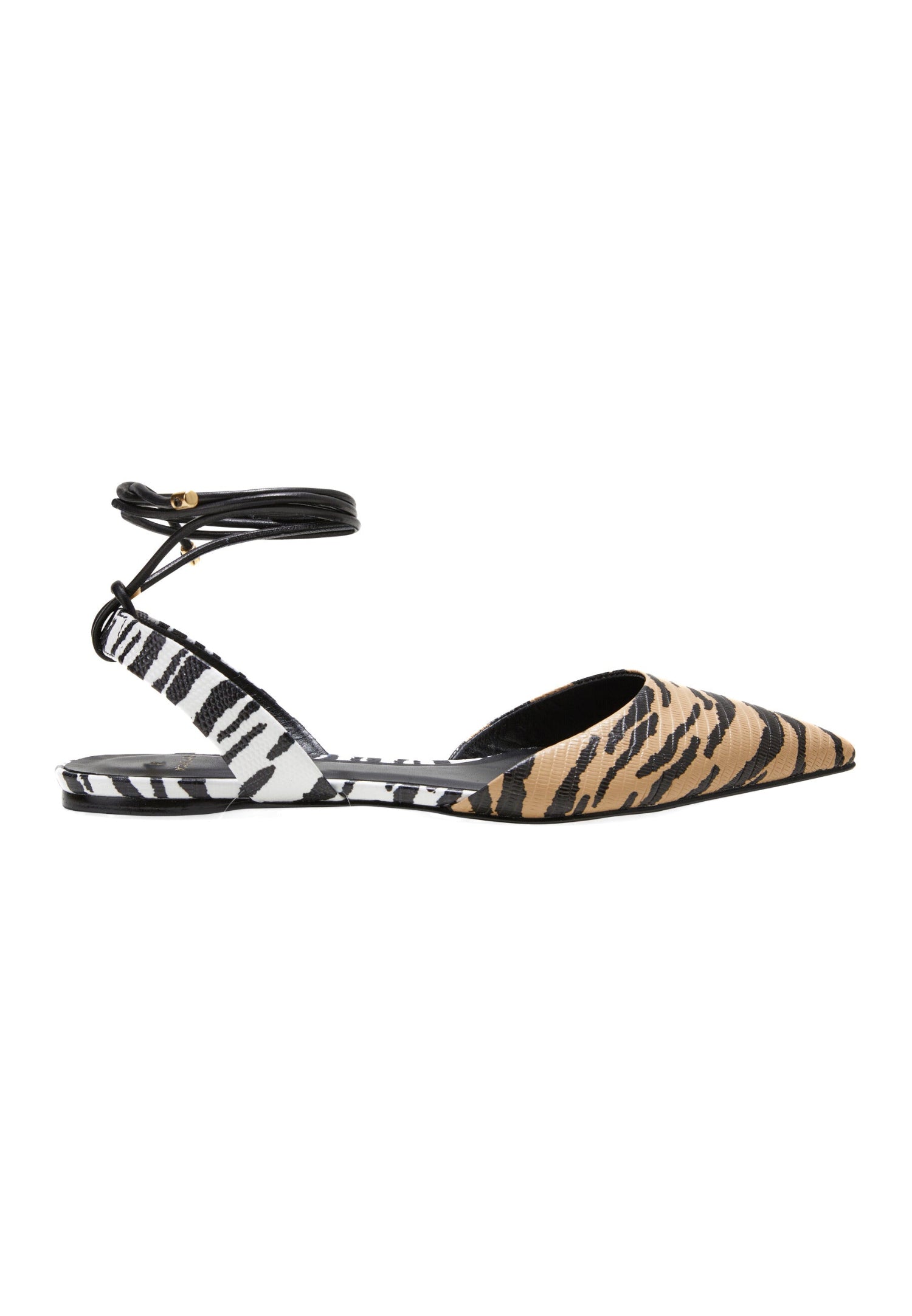 222A0652_1_-_Edited.jpg Palmito Animal Print Calf Leather Flat Sandals – Pointed Toe Ankle Strap - Image 1