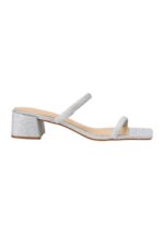 Maiate Silver Textile Mules – 4cm Low Block Heel Slip-On - Image 7