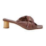 Carobá Chocolat Leather Mules – 4cm Cylindrical Block Heel Slip-On