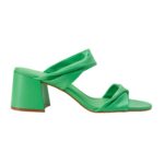 Xaxim Goat Green Leather Mules – 6.5cm Block Heel Slip-On