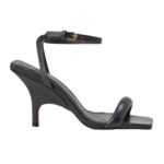 Cortiça Calf Black Leather Sandals – 9cm High Heel Ankle Strap