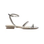 Aroeira Silver Leather Sandals – Crystal Straps