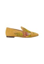 Canela Suede Yellow Leather Embroidered Loafers - Image 9