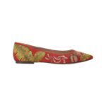 Pindaiva Red Suede Embroidered Ballerinas