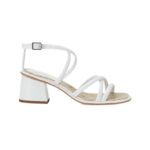 Bromelia White Leather Sandals – 7cm Block Heel