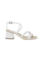 Bromelia White Leather Sandals – 7cm Block Heel - Image 8