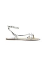 Angico Silver Leather Strappy Flat