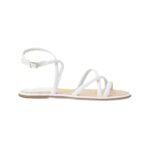 Angico White Leather Flat Sandals