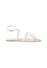 Angico White Leather Flat Sandals