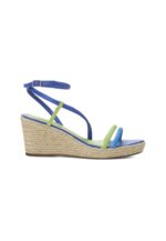 Romã Blue Leather Espadrille Wedges – Jute Platform - Image 10