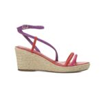 Romã Pink Leather Espadrille Wedges – Jute Platform