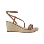 Romã Brown Leather Espadrille Wedges – Jute Platform