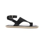 Paineira Black Leather Toe-Ring Flat