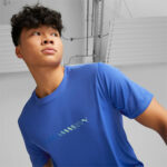 Men’s Short Sleeve T-Shirt Puma Run Favorite Logo Blue - Image 29