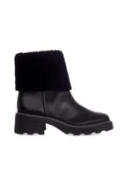 Andira Black Leather Ankle Boots – 5cm Block Heel Shearling Lug Sole - Image 6