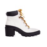 Vriesea White Leather Combat Boots – 9cm Block Heel