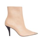 Inga Calf Beige Leather Ankle Boots – 8.7cm Pointed-Toe