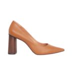 Plinia Leather Block Heel Pumps – 8.4cm Brown