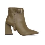 Salvia Leather Ankle Boots – 9cm Pointed Toe Green