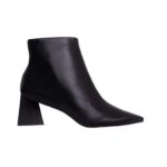 Mabea Black Sheepskin Ankle Boots – 6.4cm Pointed Block Heel