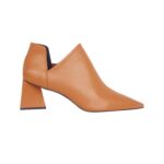 Maranta Caramel Sheepskin Ankle Boots – 6.3cm Pointed Block Heel