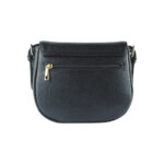 RB1002A | Made in Italy Genuine Leather Shoulder Bag with Removable Leather Shoulder Strap and Shiny Gold Metal Buckle Attachments - Black Color - Size: 26 x 20 x 10 cm. - Image 2