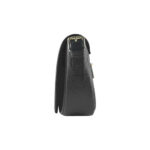 RB1002A | Made in Italy Genuine Leather Shoulder Bag with Removable Leather Shoulder Strap and Shiny Gold Metal Buckle Attachments - Black Color - Size: 26 x 20 x 10 cm. - Image 3