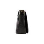 RB1002A | Made in Italy Genuine Leather Shoulder Bag with Removable Leather Shoulder Strap and Shiny Gold Metal Buckle Attachments - Black Color - Size: 26 x 20 x 10 cm. - Image 4