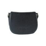 RB1002A | Made in Italy Genuine Leather Shoulder Bag with Removable Leather Shoulder Strap and Shiny Gold Metal Buckle Attachments - Black Color - Size: 26 x 20 x 10 cm. - Image 5