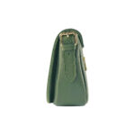 RB1002E | Made in Italy Genuine Leather Shoulder Bag with Removable Leather Shoulder Strap and Shiny Gold Metal Buckle Attachments - Green Color - Size: 26 x 20 x 10 cm. - Image 3