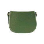 RB1002E | Made in Italy Genuine Leather Shoulder Bag with Removable Leather Shoulder Strap and Shiny Gold Metal Buckle Attachments - Green Color - Size: 26 x 20 x 10 cm. - Image 5