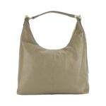 RB1017AQ | Borsa Donna a spalla Morbida in Vera Pelle Made in Italy con manico singolo e tracolla removibile. Attacchi con moschettoni in metallo Oro Lucido - Colore Taupe - Dimensioni: cm 36 x 40 x 13 - Image 3