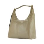 RB1017AQ | Borsa Donna a spalla Morbida in Vera Pelle Made in Italy con manico singolo e tracolla removibile. Attacchi con moschettoni in metallo Oro Lucido - Colore Taupe - Dimensioni: cm 36 x 40 x 13 - Image 5