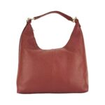 RB1017Q | Women's Soft Shoulder Bag in Genuine Leather Made in Italy with removable shoulder strap. Shiny Gold metal snap hook attachments - Ruby color - Dimensions: cm 36 x 40 x 13 - Image 2