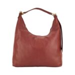 RB1017Q | Women's Soft Shoulder Bag in Genuine Leather Made in Italy with removable shoulder strap. Shiny Gold metal snap hook attachments - Ruby color - Dimensions: cm 36 x 40 x 13 - Image 3