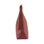 RB1017Q | Women's Soft Shoulder Bag in Genuine Leather Made in Italy with removable shoulder strap. Shiny Gold metal snap hook attachments - Ruby color - Dimensions: cm 36 x 40 x 13 - Image 4