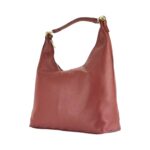RB1017Q | Women's Soft Shoulder Bag in Genuine Leather Made in Italy with removable shoulder strap. Shiny Gold metal snap hook attachments - Ruby color - Dimensions: cm 36 x 40 x 13 - Image 5