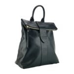 RB1021A | Zaino Donna Morbido in Vera Pelle Made in Italy con Spallacci regolabili. Chiusura lampo e Accessori in metallo Oro Lucido - Colore Nero - Dimensioni: cm 30 x 34 x 10,5