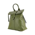 RB1021E | Zaino Donna Morbido in Vera Pelle Made in Italy con Spallacci regolabili. Chiusura lampo e Accessori in metallo Oro Lucido - Colore Verde - Dimensioni: cm 30 x 34 x 10,5 - Image 2