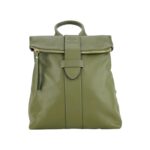 RB1021E | Zaino Donna Morbido in Vera Pelle Made in Italy con Spallacci regolabili. Chiusura lampo e Accessori in metallo Oro Lucido - Colore Verde - Dimensioni: cm 30 x 34 x 10,5 - Image 3