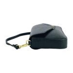 RB1023A | Small Shoulder Bag with Removable Chain Strap in Genuine Leather Made in Italy. Flap Closure. Polished Gold Metal Accessories - Color: Black - Dimensions: 22 x 12 x 3 cm - Image 4