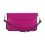 RB1023BE | Small Shoulder Bag with Removable Chain Strap in Genuine Leather Made in Italy. Flap Closure. Shiny Gold metal hardware - Fuxia color - Dimensions: 22 x 12 x 3 cm. - Image 5