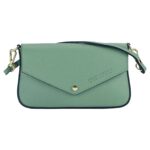 RB1023BF | Small Shoulder Bag with Removable Chain Strap in Genuine Leather Made in Italy. Flap Closure. Shiny Gold metal hardware - Mint color - Dimensions: 22 x 12 x 3 cm. - Image 2